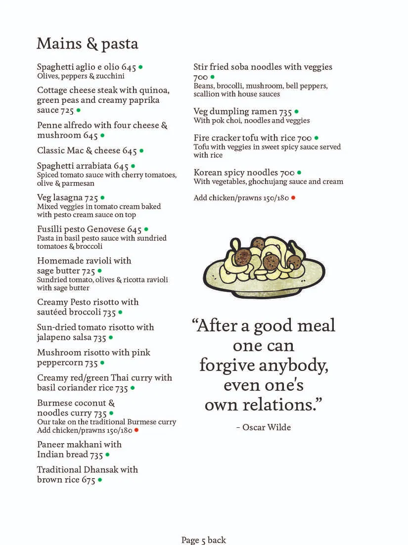 Food Menu Page 5 Back